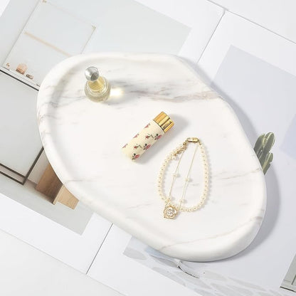 Koville Luxurious Natural White Marble Vanity Tray, Cloud Shape Serving Stone - Image 7
