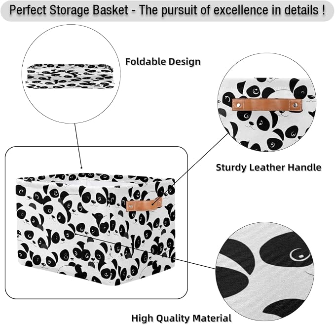 Pardick Cute Panda Animal Basket Storage Bins Large Fabric Toys Storage Cube Box - Image 6