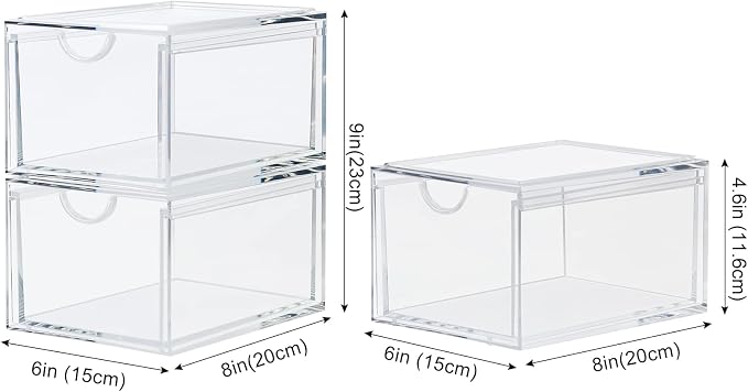 2 Pack Stackable Cosmetic Organizer Drawers, Plastic Storage Bins Vanity - Image 3