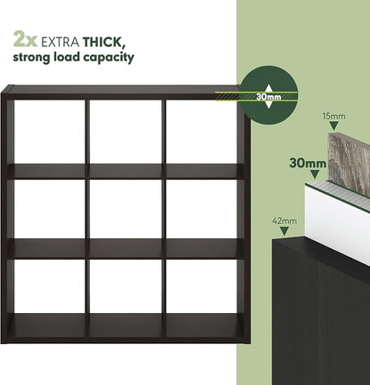 Furinno CUBICLE 9-Cube Book Shelf, Extra Thick Frame Bookshelf, Dark Oak | - Image 8
