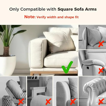 Wealone Bamboo Couch Arm Tray for Wide Couch, Sofa Arm Clip Table - Image 3
