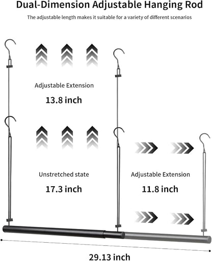 BaiNong Adjustable Closet Hanging Rod 17-30" Black 2 Pack | Closet Rod Extender - Image 9