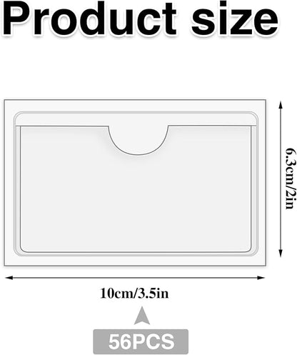 56 Pack Clear Adhesive Index Card Holders 2" x 3.5" Label Pockets | Top-Opening - Image 2