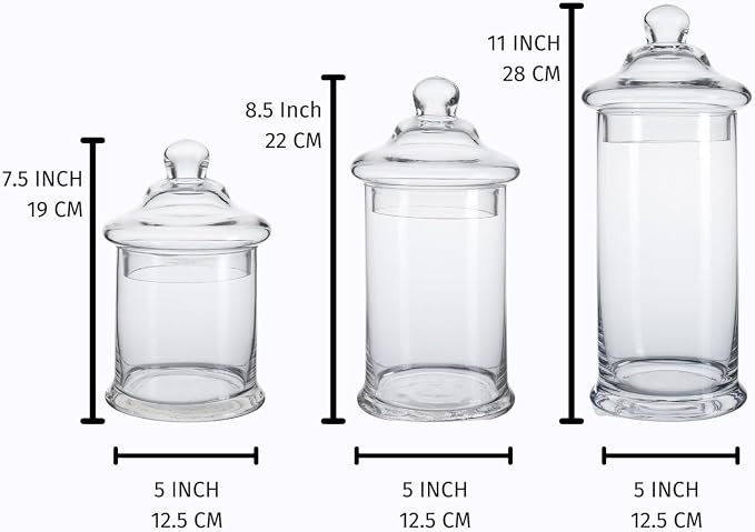 Set of 3 Glass Apothecary Jars - Image 2