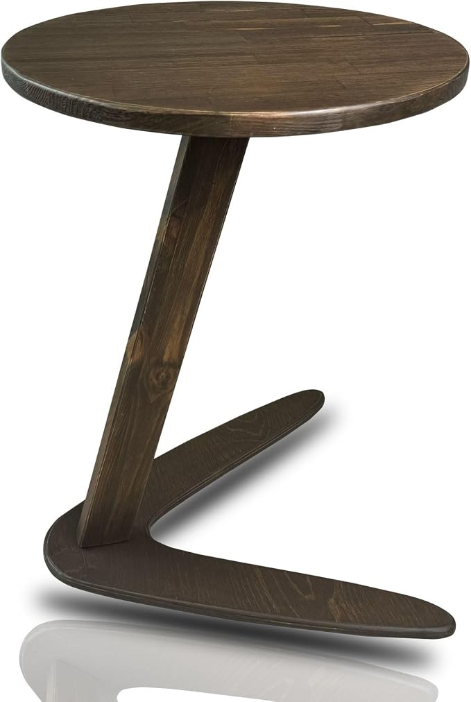 C-Shaped Handmade Solid Wood End Table, Side Table by GENESISWOODESIGN