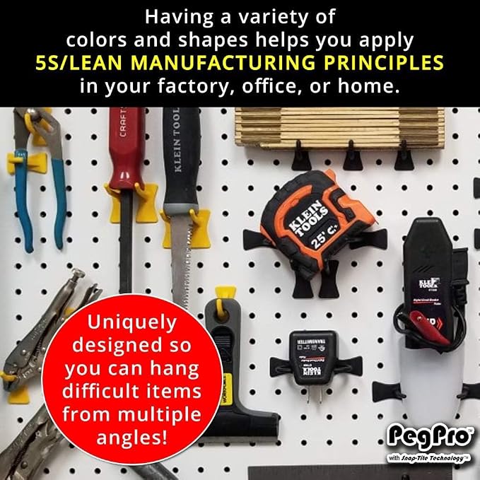 PegPro® J Hooks Kit for Standard “Wood Fiber” pegboard – Durable Plastic - Image 5