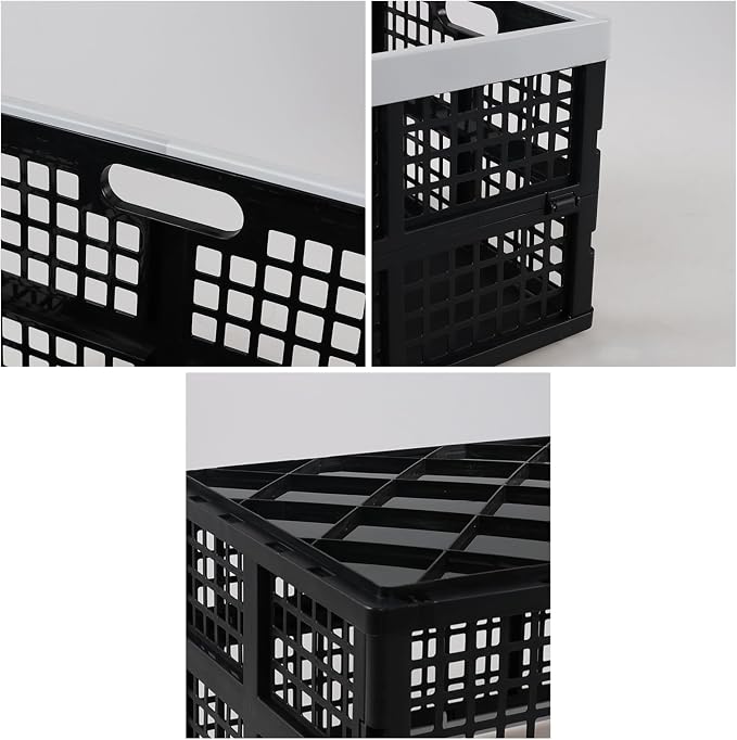 4 Pack 42 L Large Plastic Collapsible Storage Crates, Folding Stackable Storage - Image 3