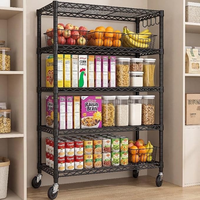 PrimeZone 74''H Wire Shelving 1250lbs 5 Tier Storage Shelves - Image 2