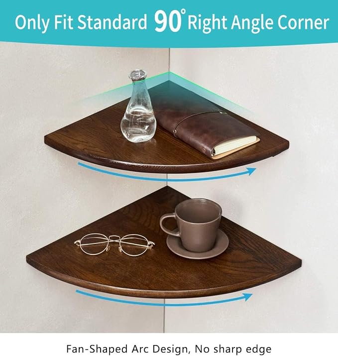 Corner Shelves, Floating Corner Shelf, Round End - Image 2