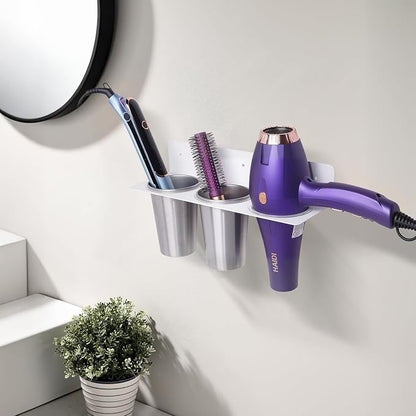Hair Tool Organizer, Hair Dryer Holder wtih 2 Cups, Hot Tool Organizer Wall - Image 7