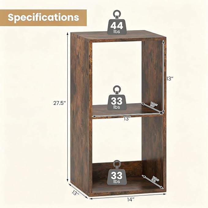 POWERSTONE 2 Cube Storage Organizer, 2 Tier Cubby Bookshelf Freestanding - Image 3