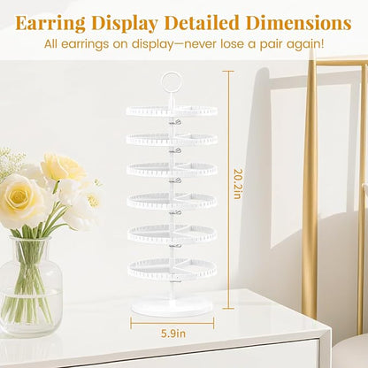 EsLuker.ly Earring Holder Organizer Rotating Stud Display Tree Rack, 6 Tier | - Image 6