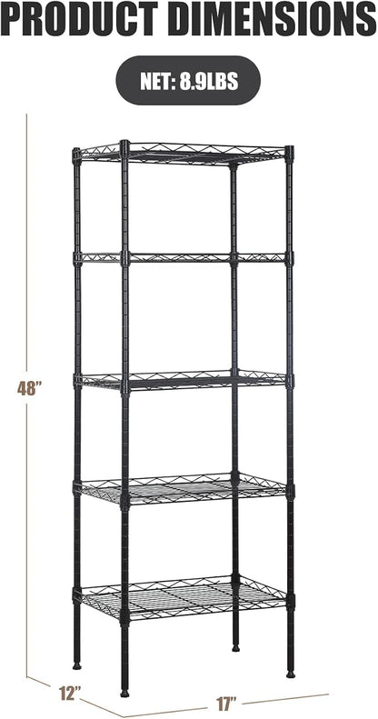 NChanmar 5-Tier Metal Shelving Unit Storage Shelves Metal Shelves 48"x17"x12" - Image 2