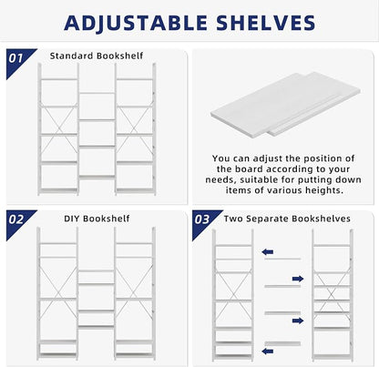 NUMENN Triple Column 5 Tier Bookshelf, Bookcase - Image 6