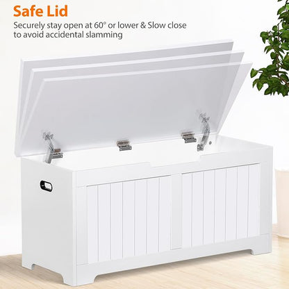 Wooden Storage Chest, 30/40 Inch Storage Trunk w/2 Safety Hinges, Storage Bench - Image 4