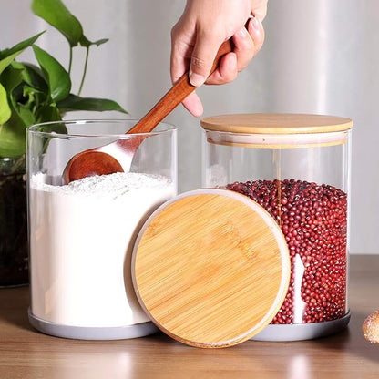 Set of 2 Large Glass Food Storage jar, 100 FL OZ Glass Flour Canister - Image 6