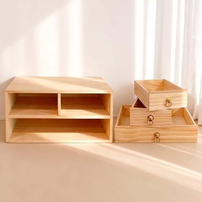 2 Layer Desk Organizer Wooden Desktop Organizer Tabletop Storage Organization - Image 6