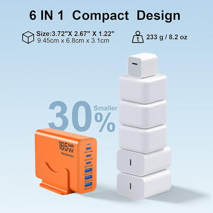 165W GaN USB C Charging Station, 6 Port Desktop Charger - Image 6