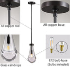 Raindrop Pendant Lights, Bronze Modern Pendant Lights for Kitchen Island with Rod, Penadant Light Fixtures, Chandelier for Living Room Hallway,Bedroom Pendant Light, Bulb Included