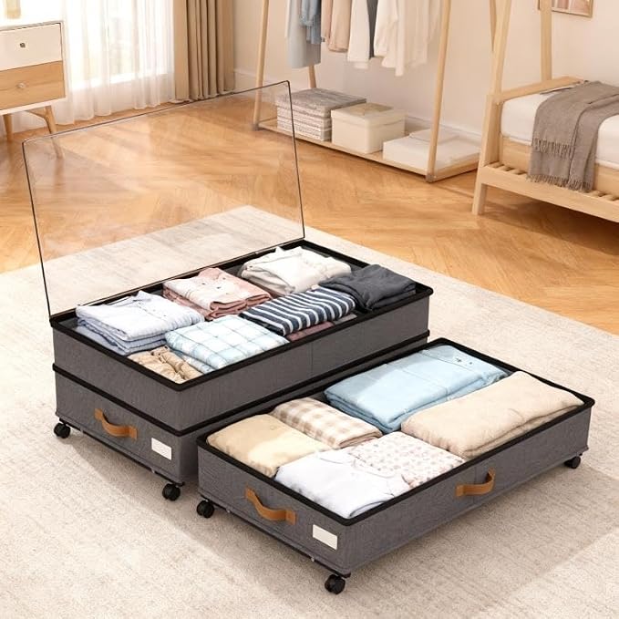 Under Bed Storage with Wheels 2-Pack, 75L XXL Under the Bed Storage Containers - Image 9