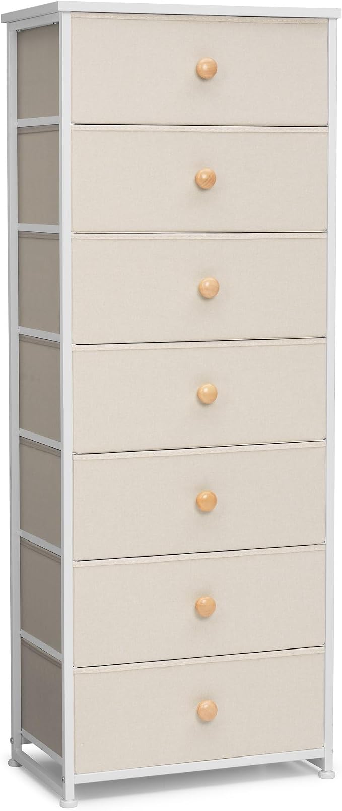 Fabric Dresser for Bedroom, 7-Drawer Tall Vertical Storage Tower | Wooden Top by CrestliveProducts