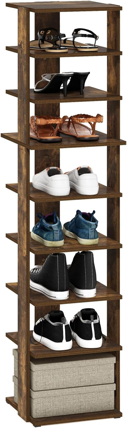 Furinno Compact Vertical Shoe Rack, 9-Tier Narrow Shoe Organizer, Free Standing by Furinno-FitsYourSpaceFitsYourBudget