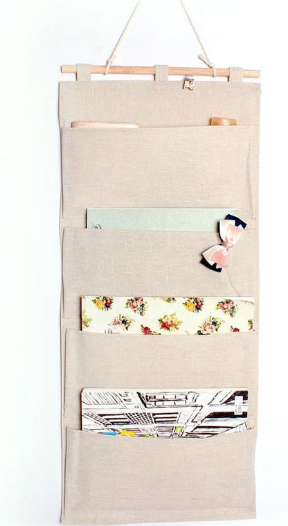 Co-link Linen/Cotton Fabric Wall Door Cloth Hanging Storage Pockets Books by Co-link