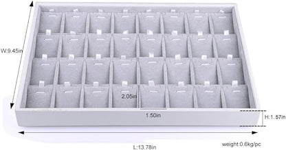 Oirlv Velvet Stackable Jewelry Tray 32 Grids Pendant Organizer Display Showcase - Image 5