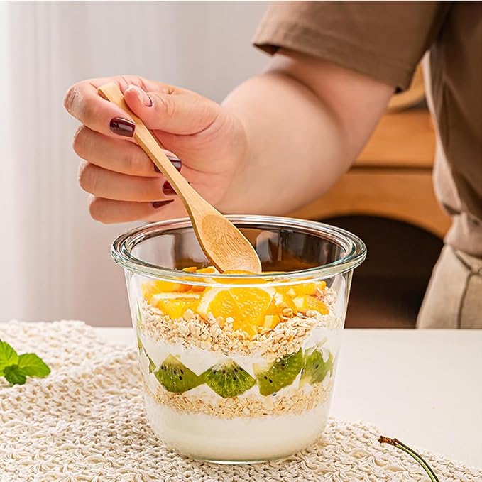 H.JSS WDJS 24 Oz Round Glass Food Storage Container set, 3 Cup Round Glass Soup - Image 9