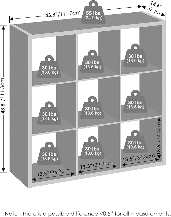 Furinno Cubic Extra Thick 9-Cube Closet Organizers and Storage, Open Shelf - Image 2