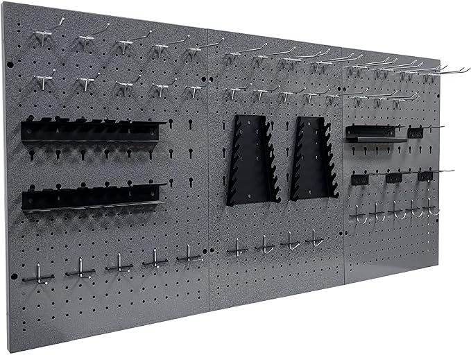 JZD 115 PCS Metal Pegboard Wall Organizer 3 Packs Metal Pegboard Kit 66x24 Inch by JZD