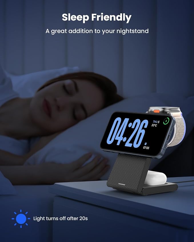 3 in 1 Wireless Charging Station, Foldable Magnetic Wireless Charger Stand - Image 5