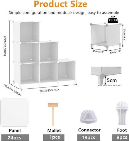AWTATOS Cube Storage Organizer, Storage Cubes Shelves Bookshelf, 6 Cube Closet - Image 3