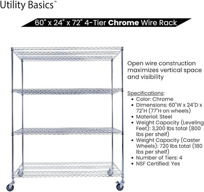 NSF Commercial 4-Tier Wire Shelving - Image 5