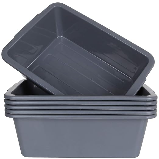 6 Pack 7 L Smal Plastic Bus Tub Restaurant Commercial Bus Tote Utility Box by FWEEK