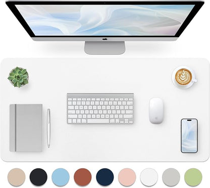 Bloss White Desk Mat, Mouse Pad, Waterproof Leather Desk Pad, Desk Matt by Bloss