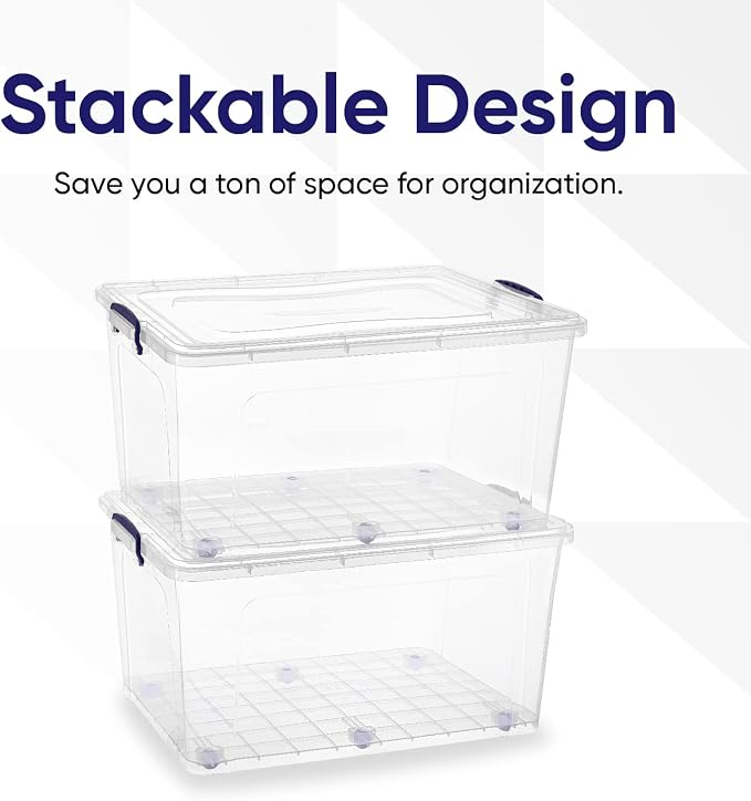 Superio Storage Bins with Lids- Clear Boxes - Image 3
