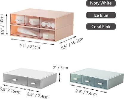 Desktop Organiser with 5 Drawers, Stackable Plastic Storage Box on Desk - Image 3
