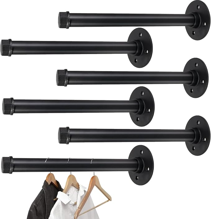 Pintuson 6 Pcs Industrial Pipe Clothes Bar 10 Inch by HOME