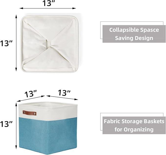 HNZIGE Fabric Storage Cubes Baskets, 13 Inch Cube Storage Bins - Image 2