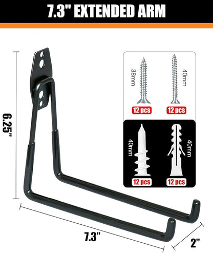 WMK 7.3'' Heavy Duty Garage Hooks, 6 Pack Wall Mount Garage Storage Hooks - Image 2