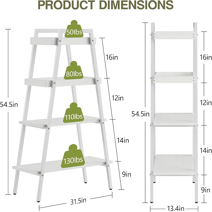 VECELO Ladder Shelf, 4-Tier Bookshelf - Image 3