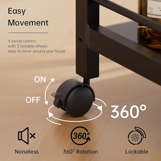HITNET Bar Cart Black, Serving Cart - Image 6