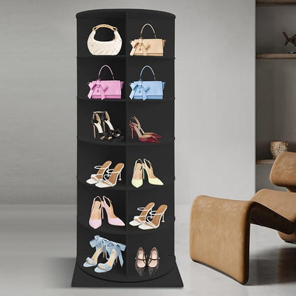 Rotating Shoe Rack, Free Standing Vertical Handbag Rotate Display Storage - Image 4
