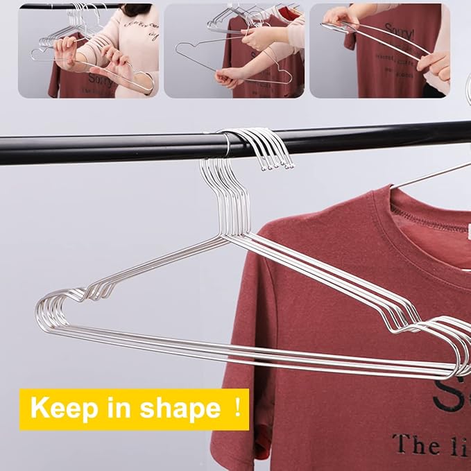Hangers 100 Pack Wire Hangers Heavy Duty Clothes Hanger Ultra Thin Space Saving - Image 3