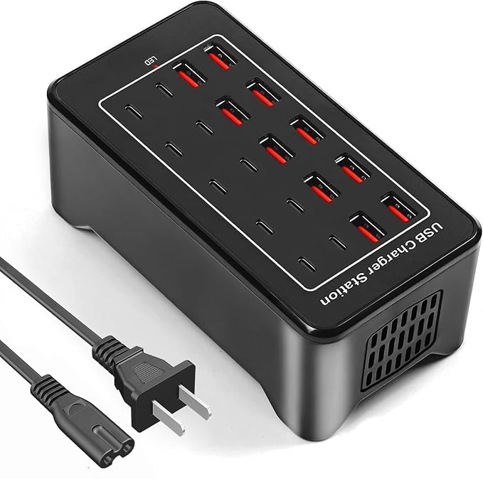 Multi USB Charger, USB C Charging Block Station, 100W 20 Port Multiple USB C by DeBangsi