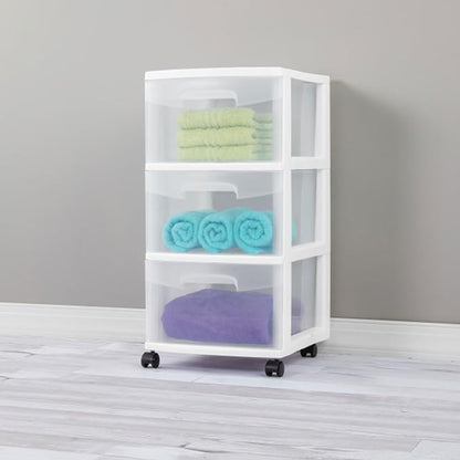 Sterilite 4 Pack Plastic Storage Organizer, 3 Drawer Rolling Bin Cart, Closet - Image 6