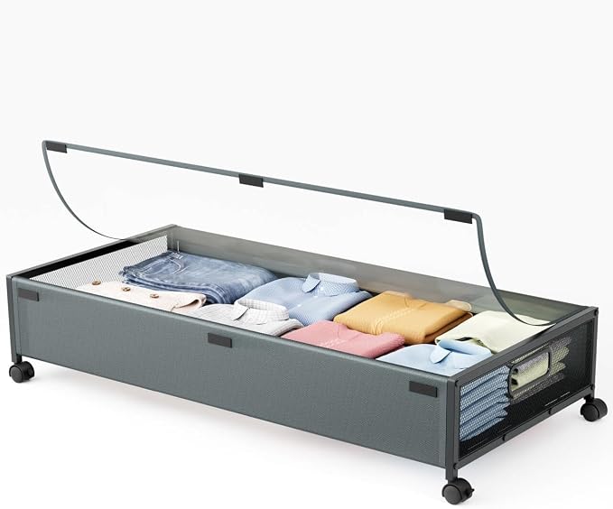 Under Bed Storage with Wheels，1 Pack Under Bed Storage Containers, Underbed by LeArex