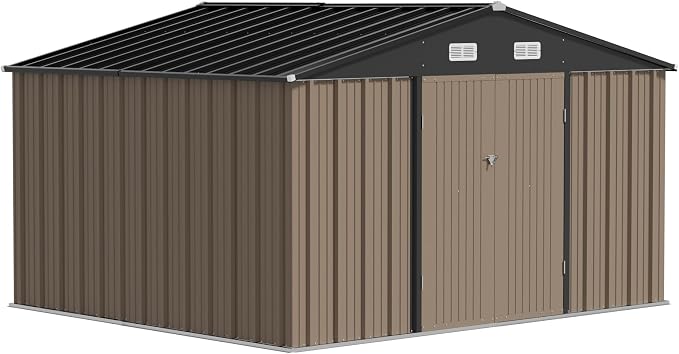 JUMMICO 10 x 8 FT Outdoor Storage Shed, Large Metal Garden Shed & Tool Sheds - Image 7