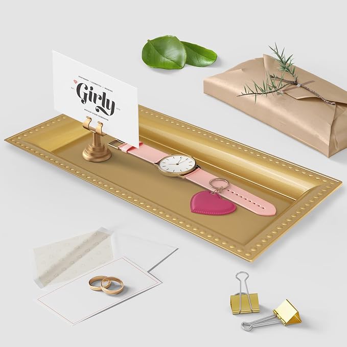 2 Pack Gold Bathroom Vanity Tray - Image 5